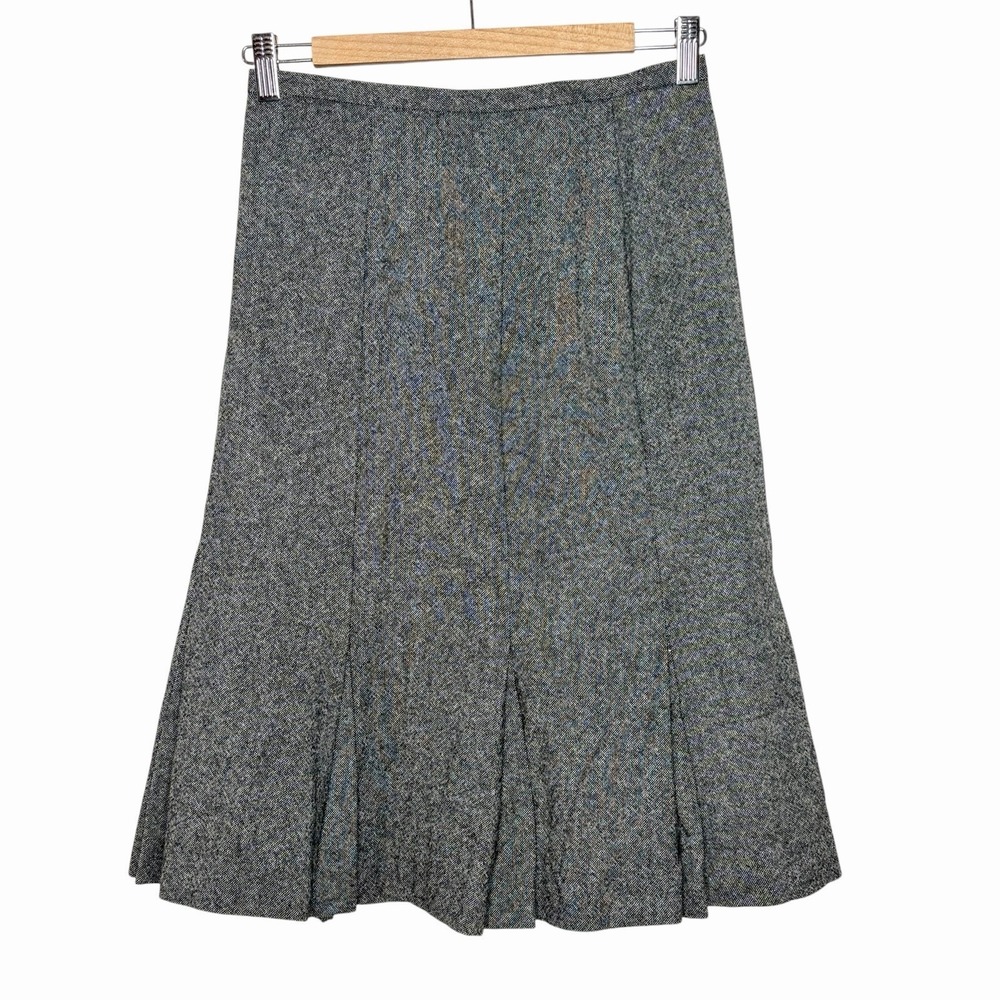 Brooks Brothers 346 Pleated Wool Skirt Black White Tweed Womens Size 2 Career